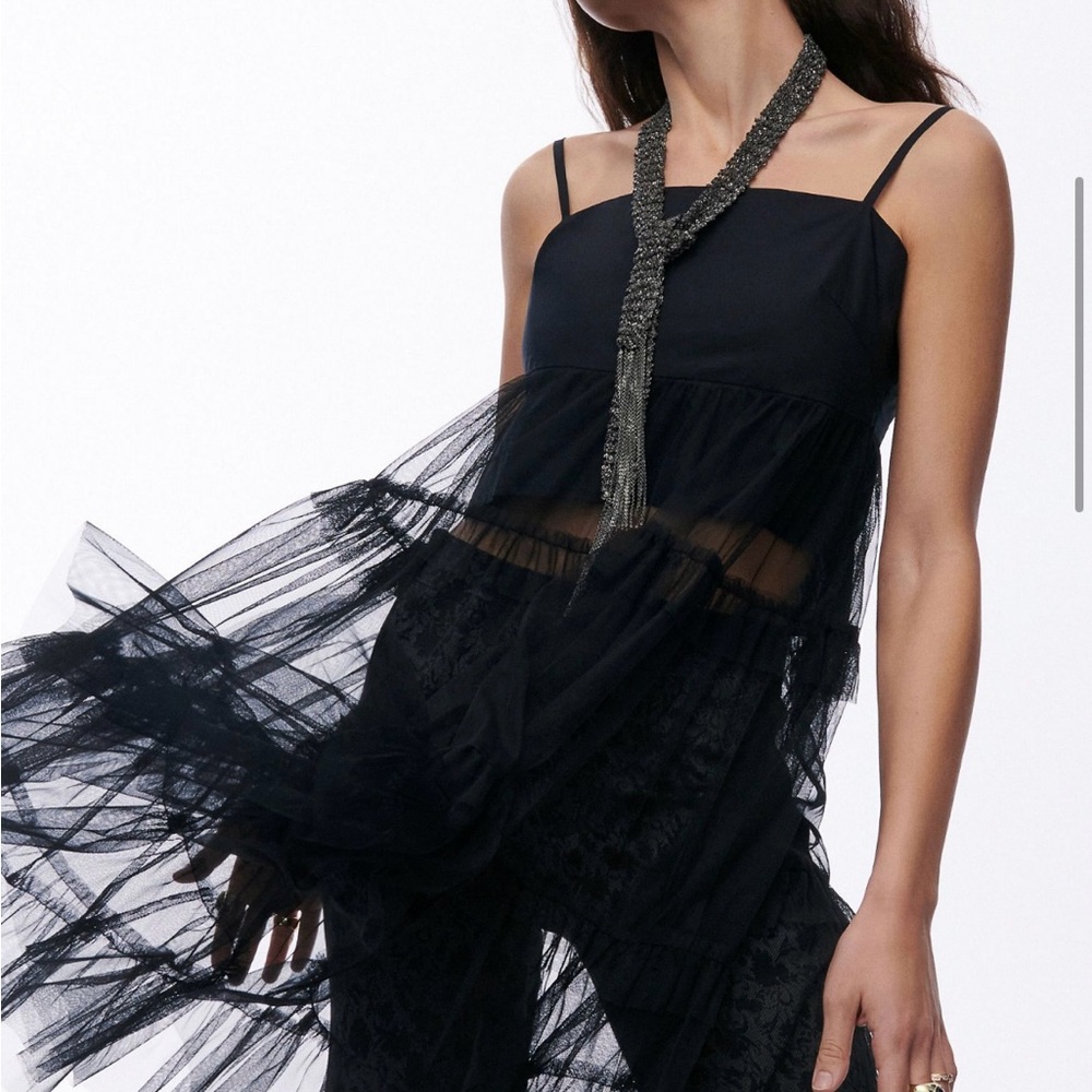 Elegant Black Sheer Tulle Dress